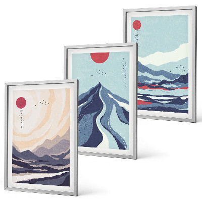Cadre photo mural Montagnes japonaises abstraites