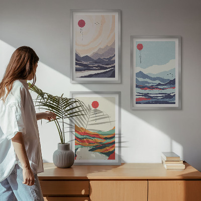 Cadre photo mural Abstractions de montagnes japonaises