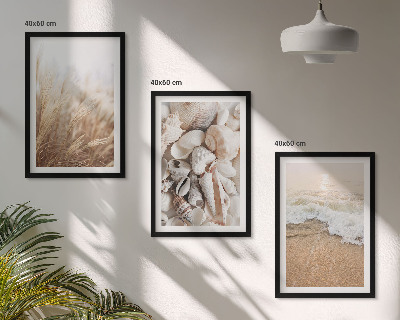 Lot de 3 tableaux pour salon Motifs de plage, coquillages, vagues