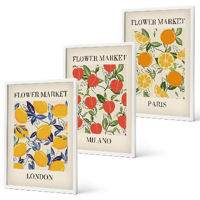 Cadre photo mural Affiches de fleurs dans les villes