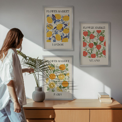 Cadre photo mural Affiches de fleurs dans les villes
