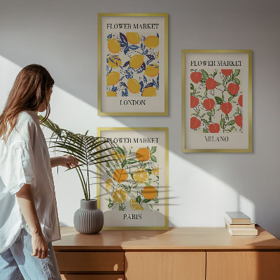 Cadre photo mural Affiches de fleurs dans les villes