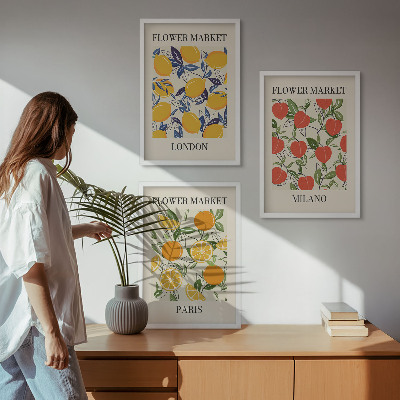 Cadre photo mural Affiches de fleurs dans les villes