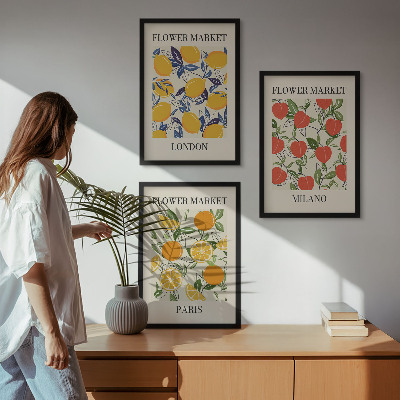 Cadre photo mural Affiches de fleurs dans les villes