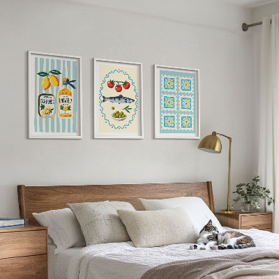 Lot de 3 tableaux pour salon Illustrations de cuisines de style méditerranéen