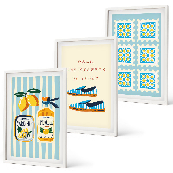 Lot de 3 tableaux pour salon Les fruits, éléments de la culture italienne