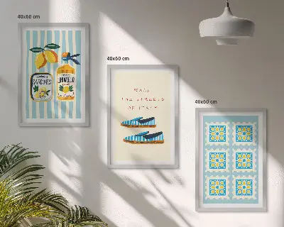 Lot de 3 tableaux pour salon représentant les fruits dans la culture italienne