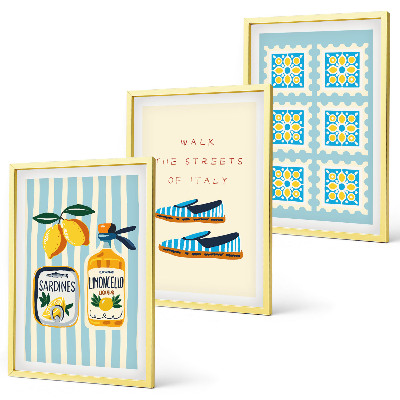 Lot de 3 tableaux pour salon Les fruits, éléments de la culture italienne
