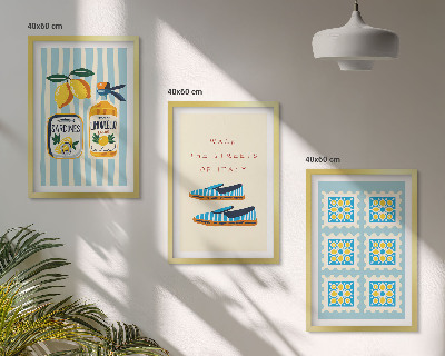 Lot de 3 tableaux pour salon Les fruits, éléments de la culture italienne