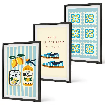 Lot de 3 tableaux pour salon représentant les fruits dans la culture italienne