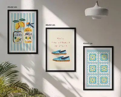 Lot de 3 tableaux pour salon représentant les fruits dans la culture italienne