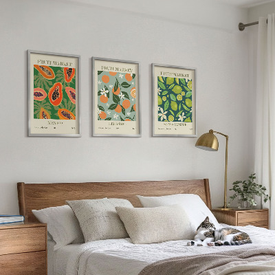 Lot de 3 tableaux pour salon Affiches vintage de fruits