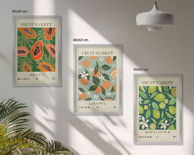 Lot de 3 tableaux pour salon Affiches vintage de fruits