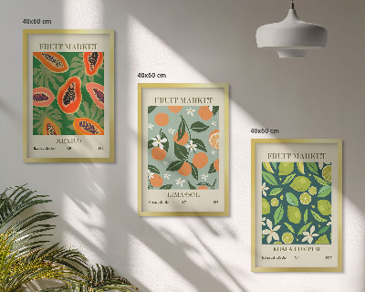 Lot de 3 tableaux pour salon Affiches vintage de fruits