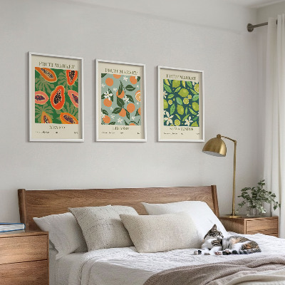 Lot de 3 tableaux pour salon Affiches vintage de fruits