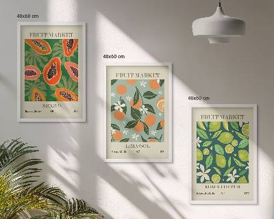 Lot de 3 tableaux pour salon Affiches vintage de fruits