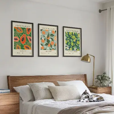 Lot de 3 tableaux pour salon avec affiches vintage de fruits
