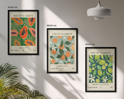 Lot de 3 tableaux pour salon Affiches vintage de fruits