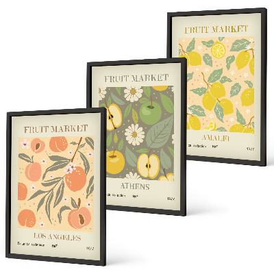 Cadre photo mural Affiches rétro à motifs de fruits
