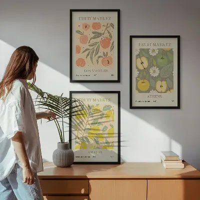 Cadre photo mural affiches décoratives à motifs de fruits rétro