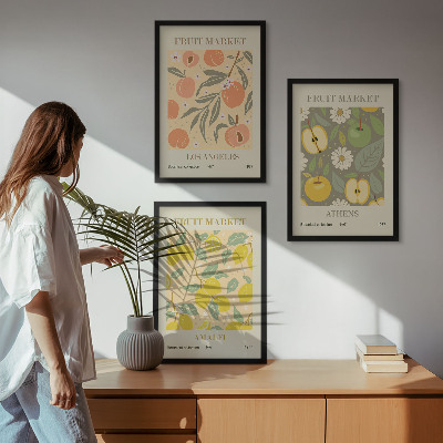 Cadre photo mural Affiches rétro à motifs de fruits