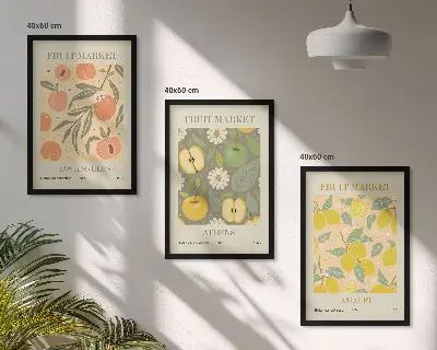 Cadre photo mural affiches décoratives à motifs de fruits rétro