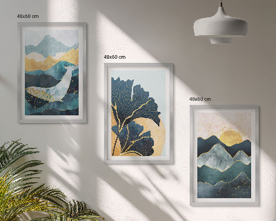 Lot de 3 tableaux pour salon Vues abstraites de montagnes