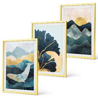 Lot de 3 tableaux pour salon Vues abstraites de montagnes