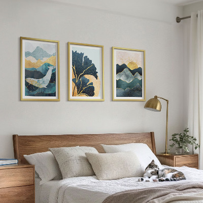 Lot de 3 tableaux pour salon Vues abstraites de montagnes