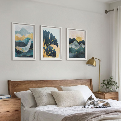 Lot de 3 tableaux pour salon Vues abstraites de montagnes