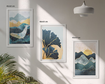 Lot de 3 tableaux pour salon Vues abstraites de montagnes