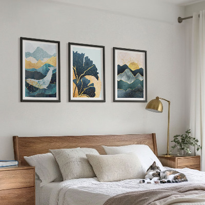 Lot de 3 tableaux pour salon Vues abstraites de montagnes