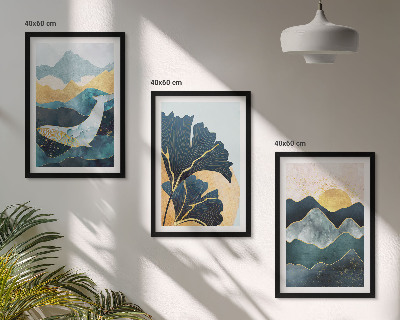 Lot de 3 tableaux pour salon Vues abstraites de montagnes