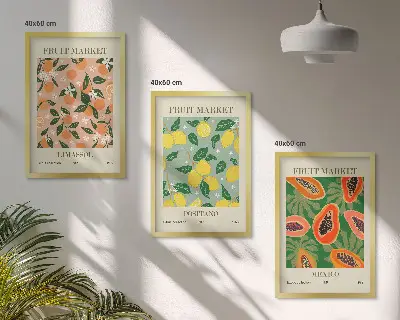 Cadre photo mural motif agrumes tropicaux rétro