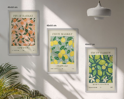 Lot de 3 tableaux pour salon Motifs de fleurs d'agrumes fruitées