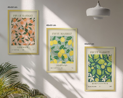 Lot de 3 tableaux pour salon Motifs de fleurs d'agrumes fruitées
