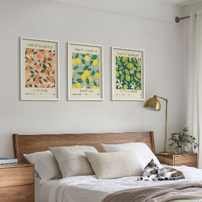 Lot de 3 tableaux pour salon Motifs de fleurs d'agrumes fruitées