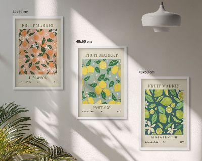 Lot de 3 tableaux pour salon Motifs de fleurs d'agrumes fruitées