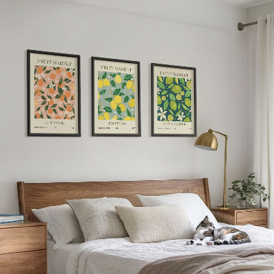 Lot de 3 tableaux pour salon Motifs de fleurs d'agrumes fruitées