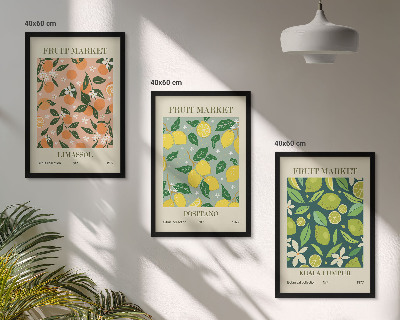 Lot de 3 tableaux pour salon Motifs de fleurs d'agrumes fruitées