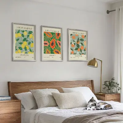 Cadre photo mural à motif d'affiches de citrons et de papayes