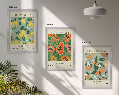 Cadre photo mural Affiches de fruits citrons papayes
