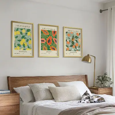 Cadre photo mural à motif d'affiches de citrons et de papayes