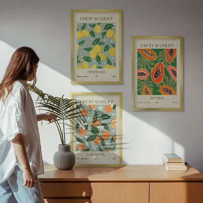 Cadre photo mural Affiches de fruits citrons papayes