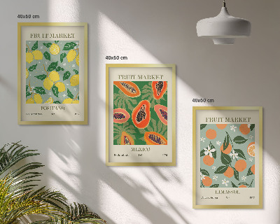 Cadre photo mural Affiches de fruits citrons papayes