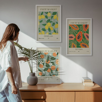 Cadre photo mural Affiches de fruits citrons papayes