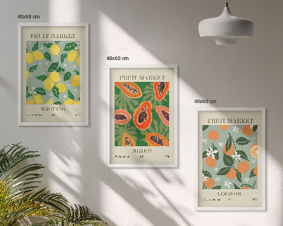 Cadre photo mural Affiches de fruits citrons papayes