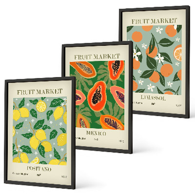 Cadre photo mural Affiches de fruits citrons papayes