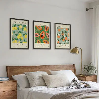 Cadre photo mural à motif d'affiches de citrons et de papayes