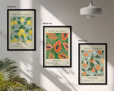 Cadre photo mural à motif d'affiches de citrons et de papayes